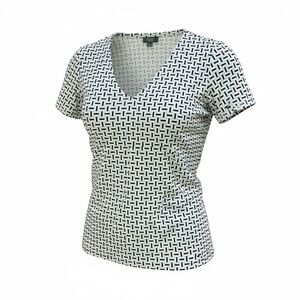 Jones New York Black and White Patterned Short sleeved Blouse Size Small